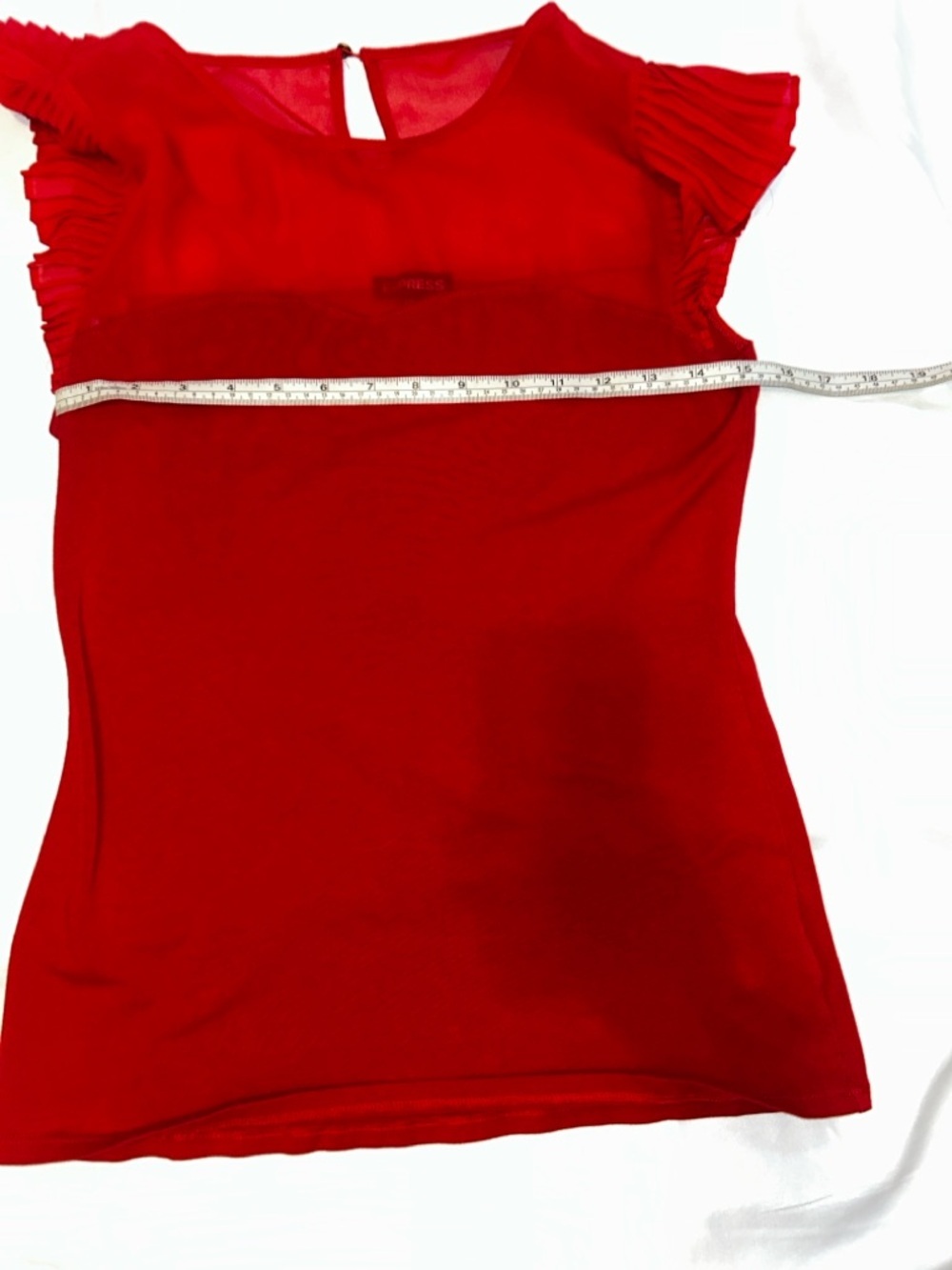 Express Red Pleated Flutter Sleeve Tank - Picture 5 of 6
